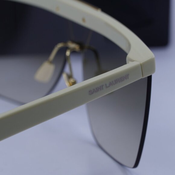 Saint Laurent SL537 PALACE 002 Shield Sunglasses - Ivory/Brown - Picture 9 of 13